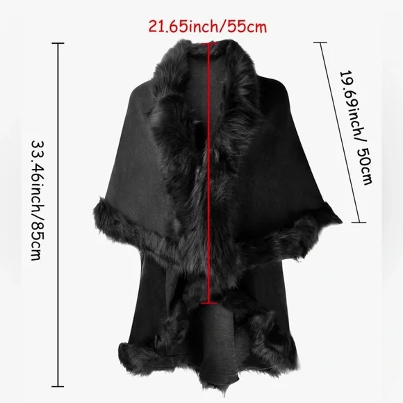 Women’s Cape ZLYC With Double Layer Faux Fur Trim - Picture 5 of 5